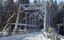 Bigfork bridge covered in snow